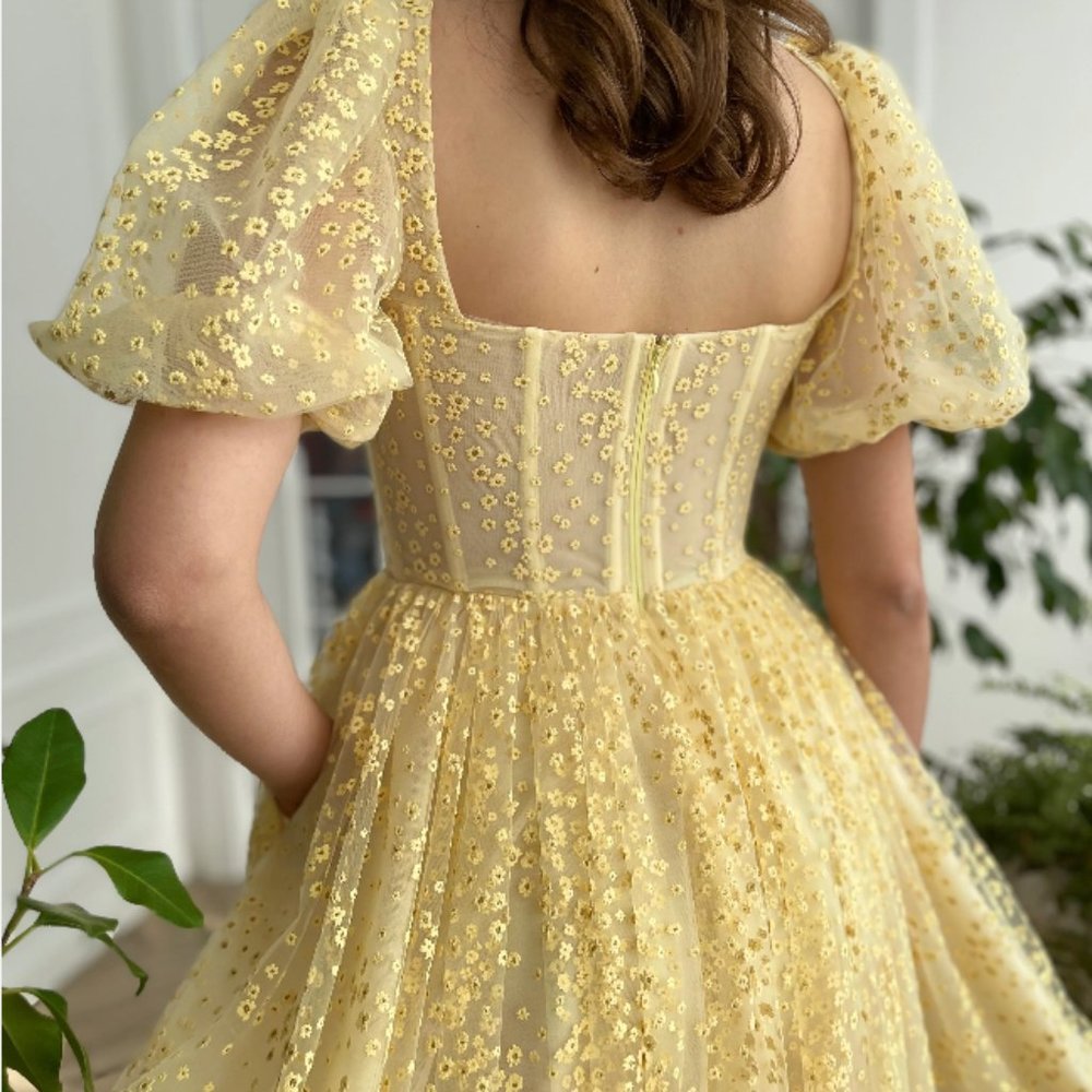 Teuta Matoshi Pale Yellow Midi Dress - Picture 3 of 6